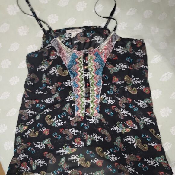 Embroidered sheer paisley top - Picture 1 of 3